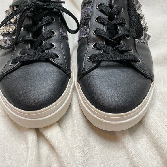 Guess Gally Black Silver Glitter Rhinestone Sneaker - Picture 5 of 12